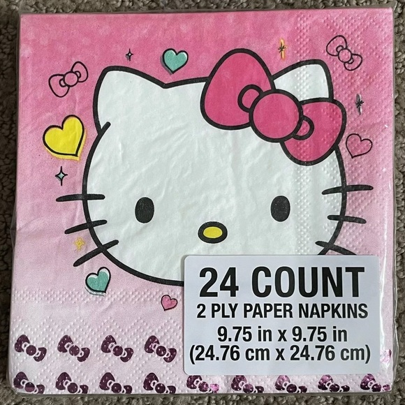 24 metallic accent Hello Kitty paper napkins pink party nwt - Picture 1 of 2